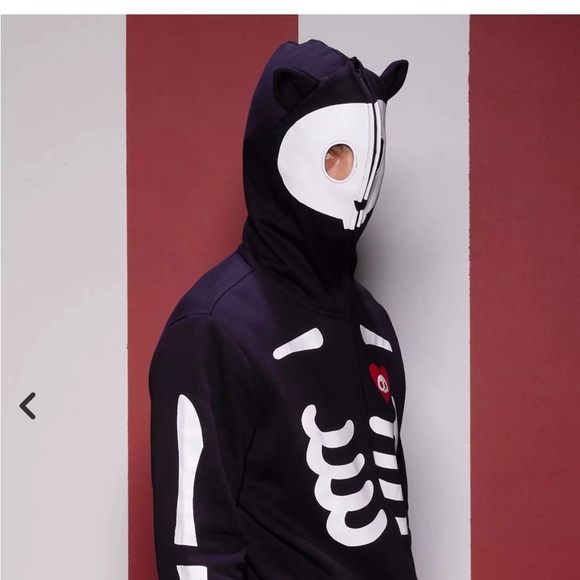 🧿NWT☠️SKELETON 👻 SKULL🦴BONES 🐈⬛💀FACE MASK HOODED ZIP UP 🕸️FACE🕷️JACKET🦇Large - Picture 10 of 10